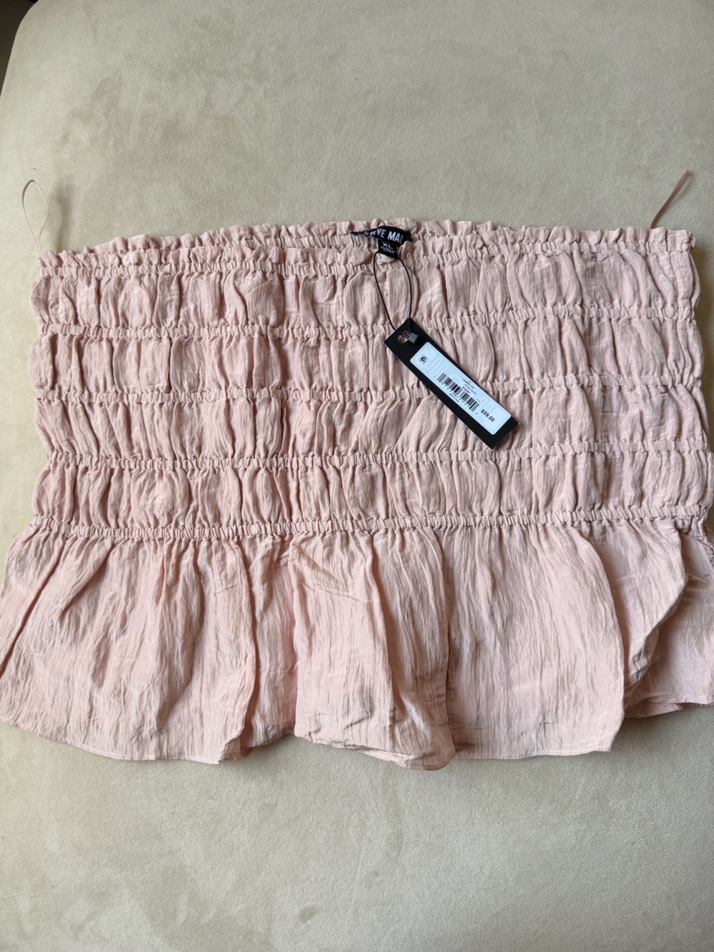 Forever 21 Light Pink Smocked Mini Skirt with Ruffle Hem